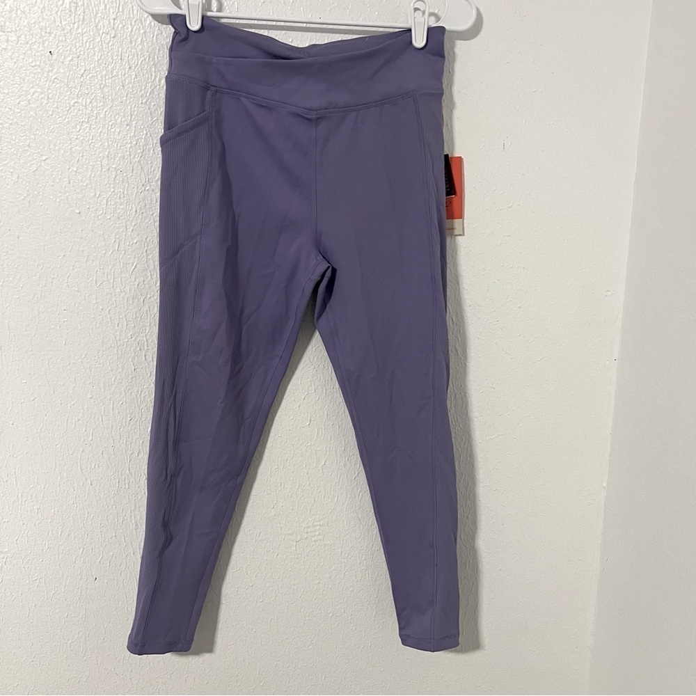 Freely Girls' Ribbed Paisley Purple Leggings XL NWT (also fit women XS) Pockets